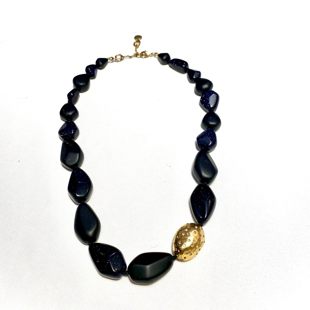 Sigrid Olsen Black Navy Stone Fashion Statement Necklace